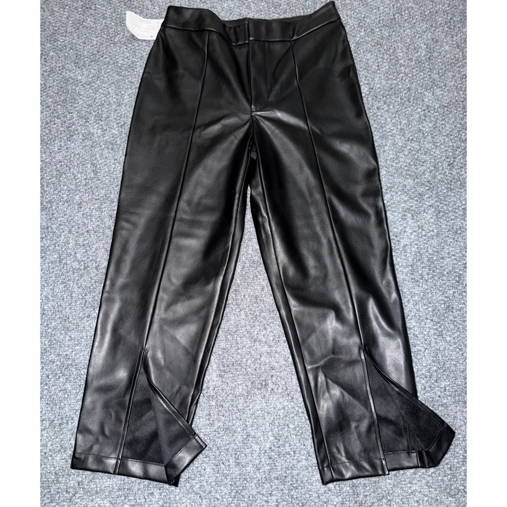 INC International Concepts Faux Leather Front-Seam Split-Hem Pants Size 10 NWT